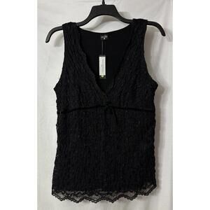 NWT Olian Womens‎ Lace Black Lined V Neck Maternity Top Blouse Shirt Size Large